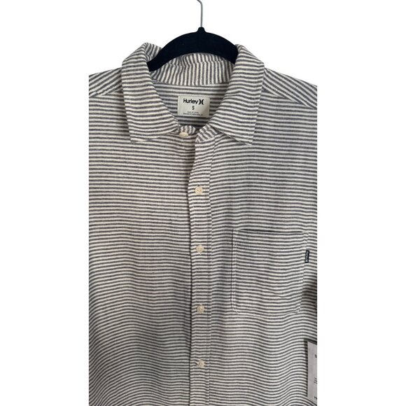 NWT Hurley Small Mens Striped Organic Cotton Flannel Shirt - Picture 3 of 16